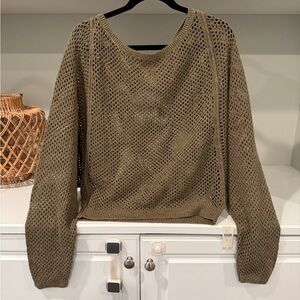 Pilcro Khaki Open-Knit Sweater